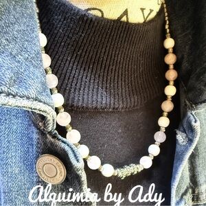 Pink Quartz and silver pastel hues beaded royalty necklace